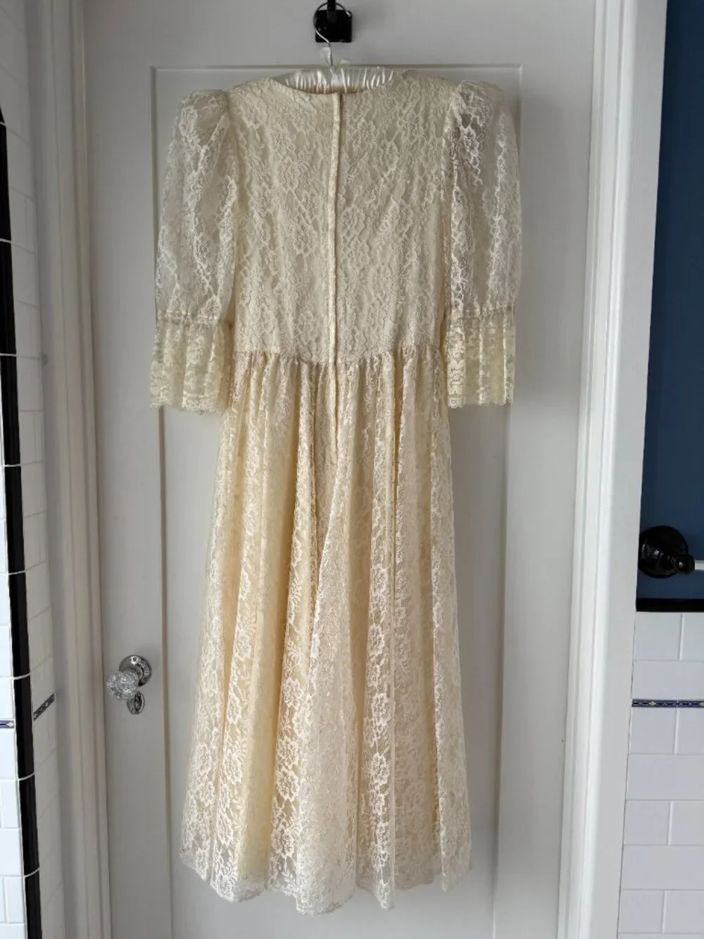 VTG 70s Gunne Sax Ivory Lace Dress Romantic Prairie Victorian Bridal Sz 7 - Picture 5 of 12